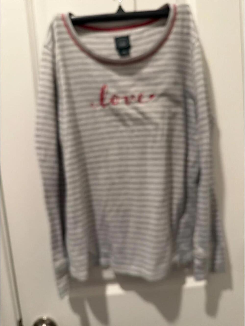 Hanes Women's Cozy Striped Pajama Set with 'Love' Detail